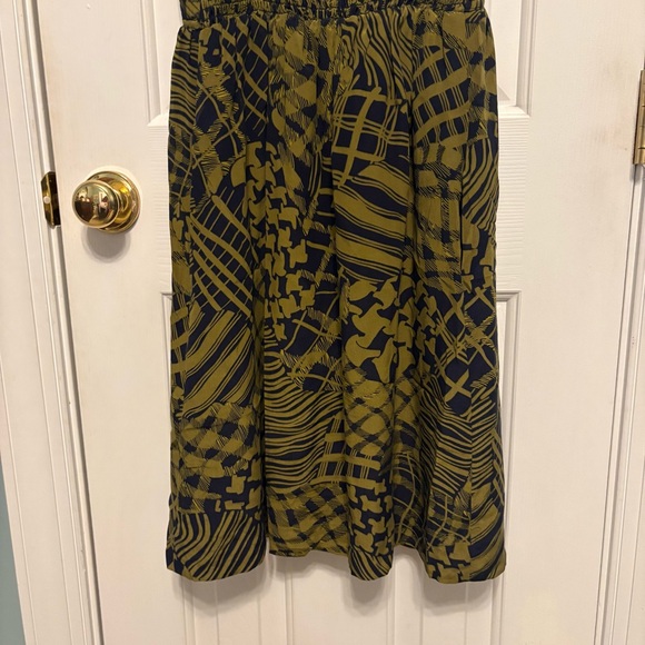 Maple Anthropologie Dress Size 2 Silk Green Navy Sweetheart Geometric Mini Lined - Picture 13 of 16
